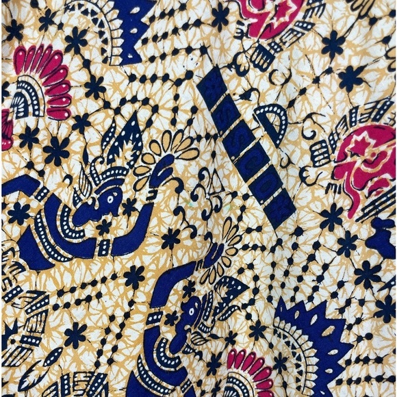 Vintage 100% Cotton Yellow African Egyptian Traditional Printed Wrap Skirt - Picture 3 of 8